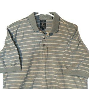 Pebble Beach Men's Medium Blue Stripe Mercerized Cotton Short Sleeve Polo Shirt